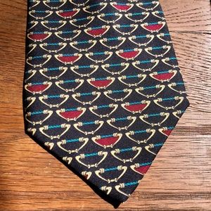 Hugo Boss Equestrian Horsebit Print Silk Tie from Italy